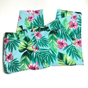 Chico's Perfect Stretch Blue Tropical Capri Pants Cotton Blend Chicos 1.5/ US 10